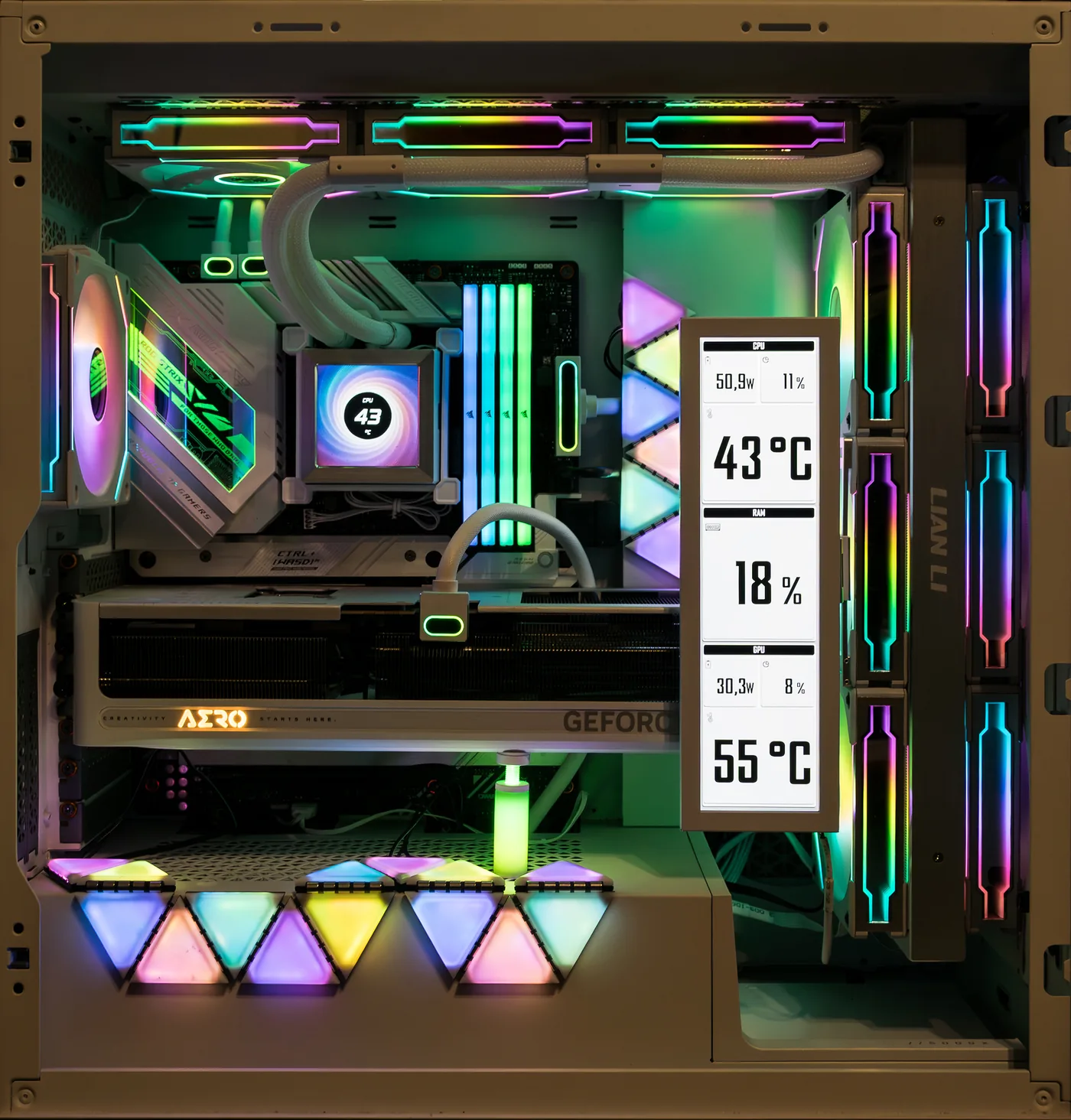 Desktop PC interior showing the CPU cooler, graphics card, and motherboard